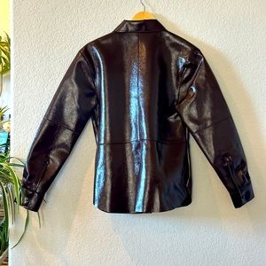 H&M Limited Edition Faux Leather Button Up Skirt 
Chocolate Brown 
Size M